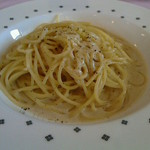 筑波鶏の白レバームースのスパゲッティ