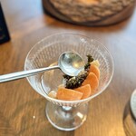 Côte by Mauro Colagreco - ⑤赤パパイヤとキャビア ハマチの漬け(食べかけ御免！！)