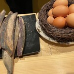 銀座 稲葉 - ご飯のおとも　鰹節、奥久慈卵