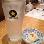 東京立ち寿司 - 寿司屋のちょい呑みセット780円からレモンサワー通常480円と小鉢