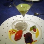 レストラン エヌ.ルトゥール - 抹茶のババロワ、木苺のアイス、ガトーショコラ