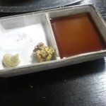 しゃぶみよし - ステーキのタレ（ポン酢、塩、山葵、マスタード）