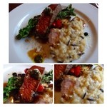 クロキ - メイン・・ビーフ＆ポークのフリット（大きめの切り身一切れずつ）とリゾット。 
お肉は普通に美味しいですが、リゾットが濃厚なチーズ味で好みでした。 