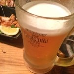 本格サムギョプサルともつ鍋　もつなべや 難波店 - ビール一杯550円