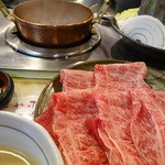 Senri shabu tin - 上牛ロース定食(1,390円)