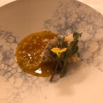 アルテリーベ - 甘鯛鱗焼き、加賀太胡瓜と魚介のスープ仕立て