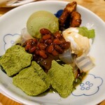 おぼんdeごはん - 抹茶わらび餅クリームあんみつ　580円