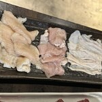 炭火焼肉 焼きしゃぶ にく式 - ⑧シマチョウ ⑨上ガツ ⑩塩テッポー