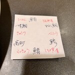 貴田乃瀬 - ワイン用刺身盛り合わせ内容