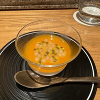 天麩羅 巽 - パッションフルーツのソースの掛かった杏仁豆腐