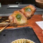 薪炭まだら - 豚バラも大葉ソースでさっぱりと