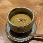 日々の料理 - 茶碗蒸し、焼きトウモロコシのポタージュがけ