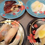 にぎりの徳兵衛 - しまあじ　国産鰻　むらさきイカ　のどぐろ炙り