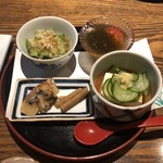 蕎麦小路 さわらび - にしん、冷奴、ゴーヤ、もずく酢