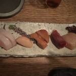 鶏一途 - 地鶏刺身の盛り合わせ（むね肉　白子　白肝　ずり　ささみ）