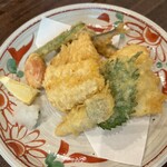 季節の天ぷら　稚鮎　ハモ　とうもろこし