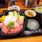 さかな屋すし 魚健 - ネギトロイカ丼定食セット