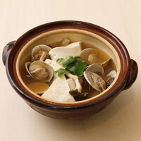 蛤とひら茸の温豆富