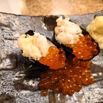 せんざん - ズワイ蟹と天使のいくらこぼれ寿司