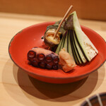 鮨 つきうだ - 姫サザエ／水蛸／水茄子