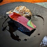 蒼 - 何より今回ブッ飛んだのが「上田畜産さんの 43ヶ月雌牛 但馬玄」!!　ここでまたまた史上最高に巡り逢ってしまいました♡　天然舞茸もヤバイ美味しさです。