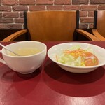 二葉會館 サンセール - ビーフステーキランチのスープ・サラダ