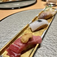 恵比寿 鮨 一 - 本鮪赤身、あおりいか、ほっきがい