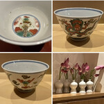 銀座 しのはら - 初めて見た香煎茶の龍の器　八寸用にスタンバイの蓮の花つぼみ　きれい