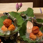 銀座 しのはら - 八寸　お盆なのでさっぱりめの仕立て