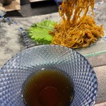 宮地亭 - めんつゆでもずくをいただきます。