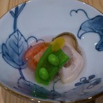 楽食ふじた - お通し（牡蠣とトマト）