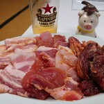 焼肉宝来軒 - 豚カルビ　豚ロース　豚ハラミ