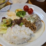 キッチン ブルー グローブ - ご飯を乗せてワンプレート