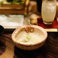 玄水 - ②【進肴】
                  祖谷産粗挽きそば掻き 本山葵のせ