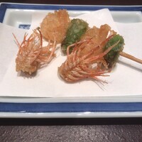 天ぷら ひさご - 才巻き海老アタマとシシトウ