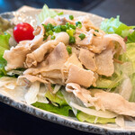 まさや食堂 - 豚しゃぶサラダとマグロぶつ定食（990円）