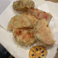旨い魚と旬菜料理 ふくとく - 蓮根の明太子揚げ