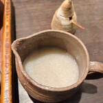 手挽きそば 一心 - 蕎麦湯　　塩入れ？が可愛い♥️