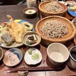 手挽きそば 一心 - おまかせ天ざる(ミニ蕎麦とうふ付き)