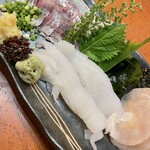 うまいもの 楽味 - とろっとろのイカと鯵と平貝