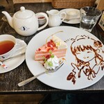 CURE MAID CAFE - いちごケーキプレートとアッサムティー