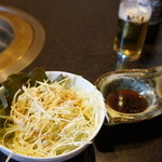 みき家 - 野菜サラダとタレが出てきました