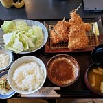 とんかつ濱かつ - アジフライとチキンカツ御膳 1,380円