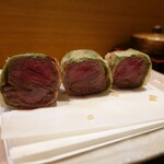 天麩羅 なか江 - ・但馬牛の大葉巻き