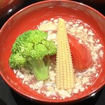 つつじ亭 - 野菜のそぼろ餡かけ