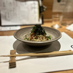 日本酒食堂 吟乃灯 - 明太子まぜ麺。これ、めちゃくちゃ美味しいです。