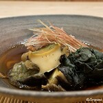 御料理 寺沢 - 鮑と金時草の炊合わせ