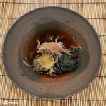 御料理 寺沢 - 鮑と金時草の炊合せ