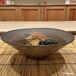 御料理 寺沢 - 鮑と金時草の炊合せ