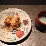 龍吟 - 先付けにあたるのかな？柚子風味が貝柱と最高のマッチング